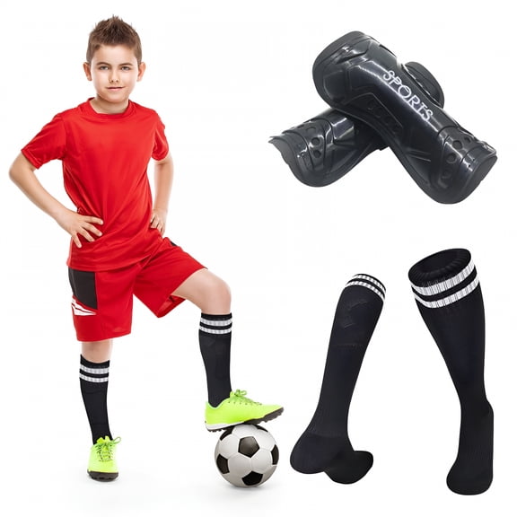 TELOLY Soccer Shin Guards Toddler Kids Youth, Shin Pads and Long Soccer Socks for 3 Years Old Boys and Girls for Football Games, Lightweight and Breathable Soccer Equipment