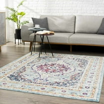 Hauteloom Tigris Living Room, Bedroom Area Rug - Traditional - Blue, Ivory, Aqua - 2' x 3'