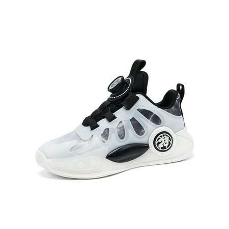 

SIMANLAN Kids Sneakers Lace-Up Basketball Shoes Sport Running Shoe Big Kid Breathable Trainers Boys Girls Durable Gray 2.5Y