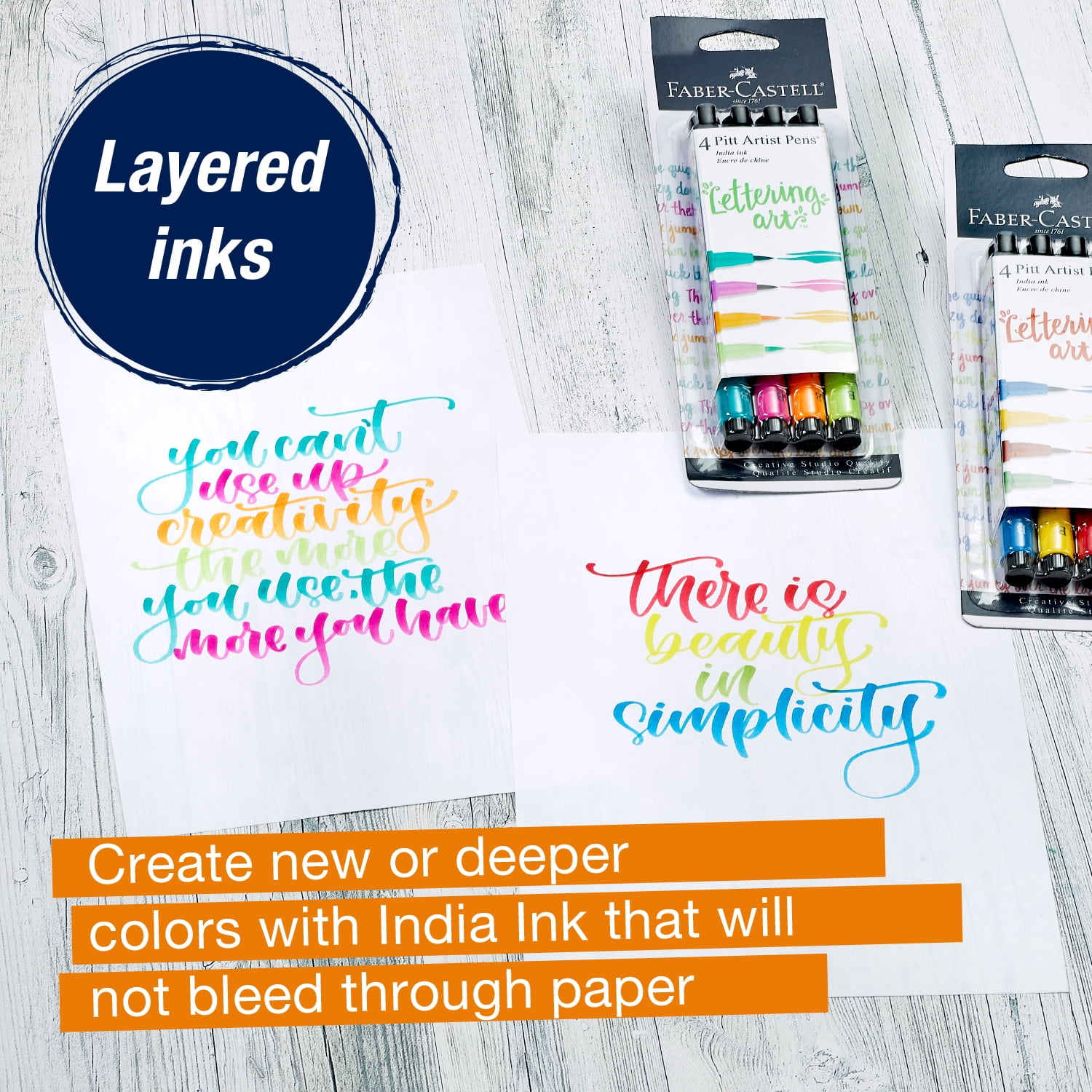 Faber-Castell Pitt Artist Brush Pens – Lettering Markers – 4 Pens