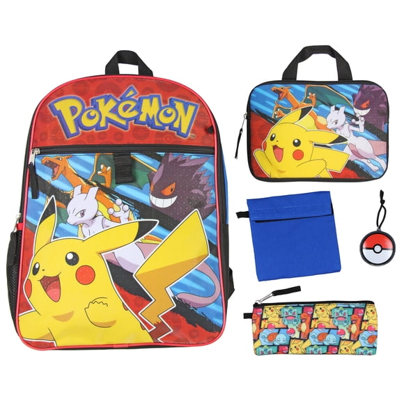 Mochila Bioworld Pokémon de 16 pulgadas con juego combinado de 5 piezas para niños