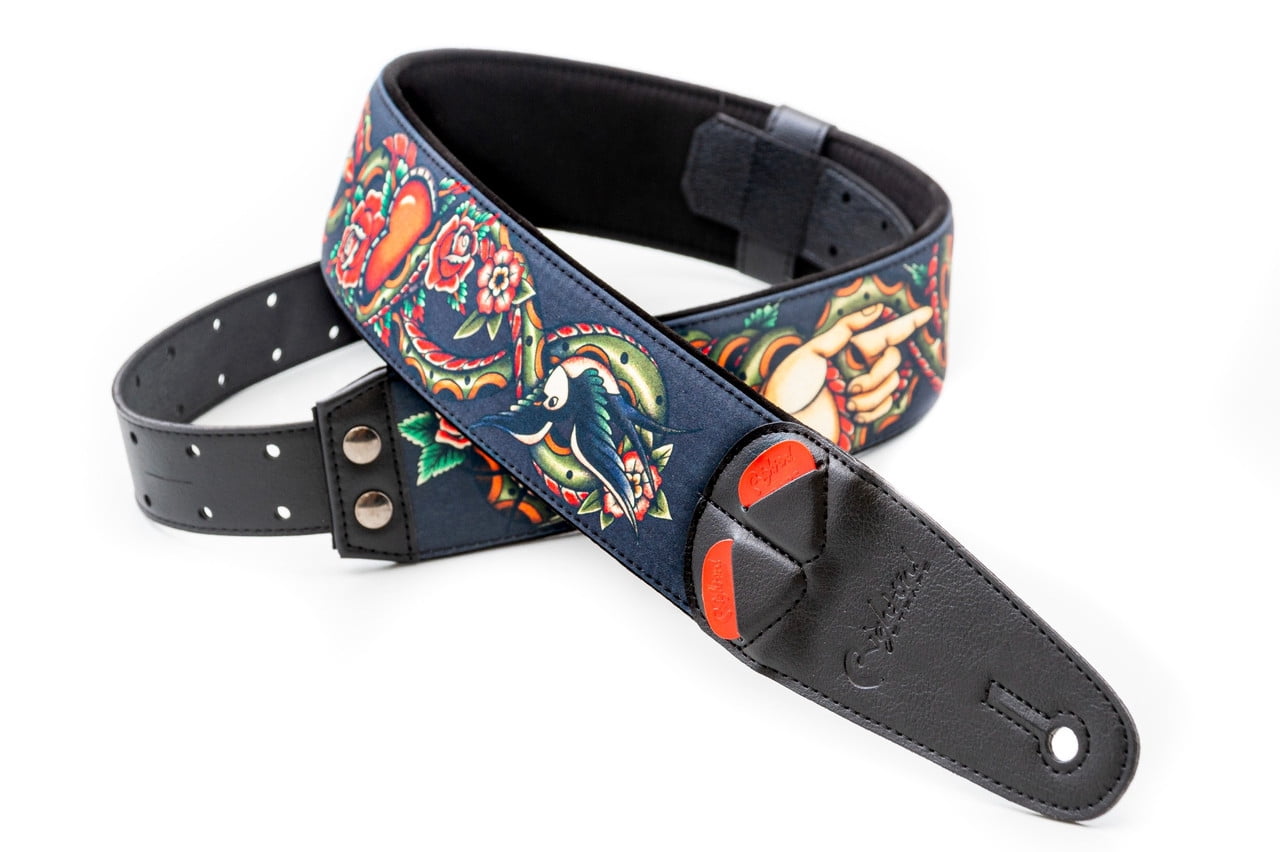 RightOn! Straps Mojo Tattoo Guitar Strap by Xenia Grey