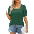 thumbnail image 2 of Fantaslook Square Neck T Shirts for Women Casual Puff Short Sleeve Shirts Summer Tops, 2 of 7