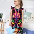 thumbnail image 4 of Fotbe Colorful Floral Embroidery Mexican Vestido de Dormir para Niñas de 3 a 10 Años, Mangas Cortas, Estilo Princesa, Pijama Camisón con Mangas Voladas-X-Large, 4 of 6