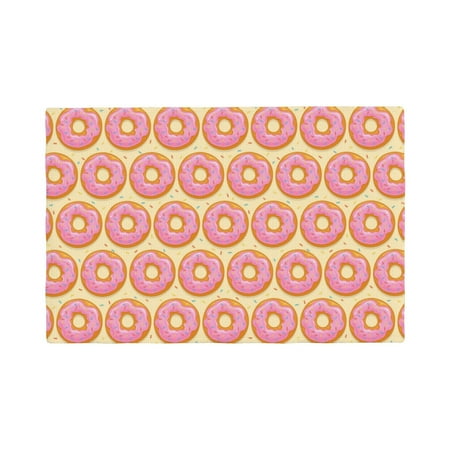 

Table Placemats Set of 6 - Donuts With Pink Glaze 12x18 In Faux Linen Double Heat Resistant Place Mats Cloth Indoor/Outdoor Placemats Washable Table Mats for Dining Kitchen Party