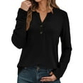thumbnail image 2 of Fall Shirts for Women 2025 Long Sleeve V-Neck Button Casual Loose Tshirt Shirt Blouse Womens Fall Tops, 2 of 8