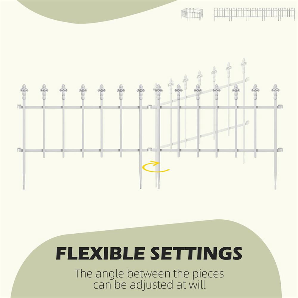 Topcobe Metal Decorative Garden Fence, 9.2' x 17.25" 5 Steel Panels, Decorative Border for Landscape, Flower Bed, Animals, Garden Decoration for Outdoor, White
