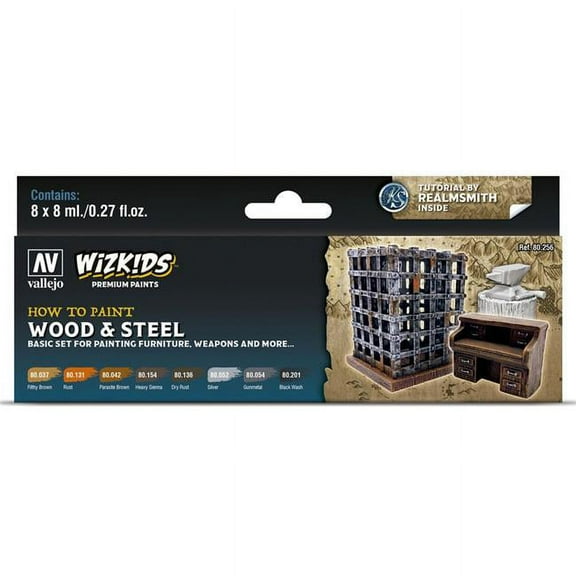 Acrylicos Vallejo VJP80256 WizKids Premium - Wood & Steel Paint Set