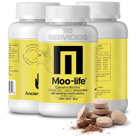 MOO-LIFE CALOSTRO BOVINO SABOR CHOCOLATE 800MG POR TABLETA MASTICABLE