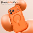 thumbnail image 5 of 3 in 1 Magnetic Wavy Case for iPhone 17 Pro Max 6.9", Matte Protective Case with Screen Protector and Wrist Strap，Orange, 5 of 7