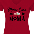 thumbnail image 4 of Inktastic Maine Coon Mama with Flowers and Arrow Women's V-Neck T-Shirt, 4 of 5