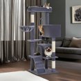 thumbnail image 3 of Pefilos 56" Multi-Level Cat Tree Tower for Large Cats with Top Perch, Hammock, Climbing Ladder and 2 Condos, Cat Tree House for Multiple Cats, Dark Gray, 3 of 8