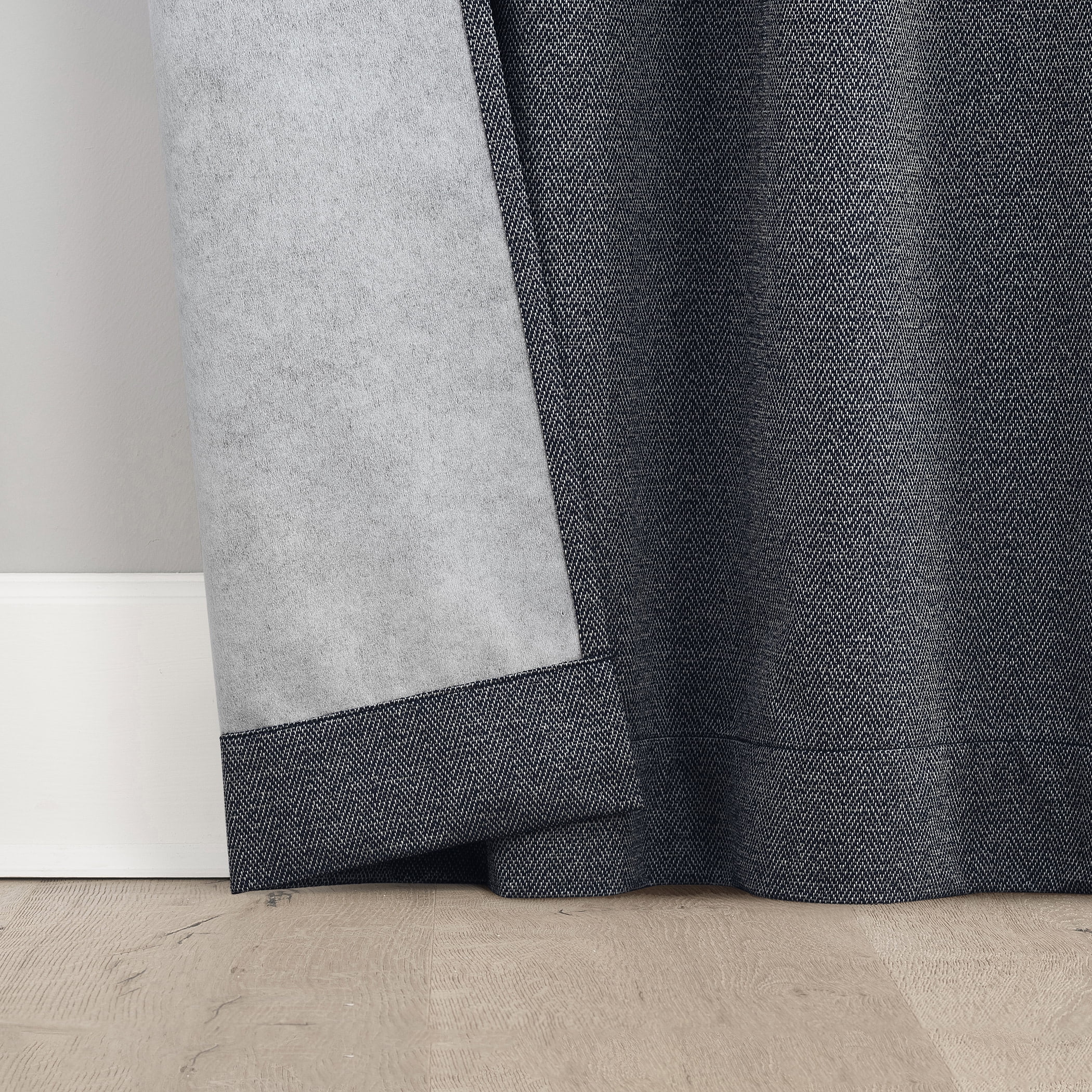 Sun Zero Prescott 2-pack Herringbone Magnetic Closure 100% Blackout Rod Pocket Curtain Panel Pair, 37"W x 63"L, Navy