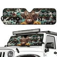 thumbnail image 2 of Uorisanigo Windshield Sun Shade Sunshade for 1997-2017 Jeep Wrangler Rubicon Sahara TJ JK JKU 2/4 Doors, Retro Aztec Highland Cow Car Sunshade Front Window Sun Visor, 2 of 7