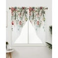 thumbnail image 3 of Swag Valances for Windows, Christmas Eucalyptus Leaves Rod Pocket Kitchen Window Curtains Over Sink, Xmas Poinsettia Flower Window Curtain Panel Swag Curtains Valences, 36 Inches Length, 3 of 6