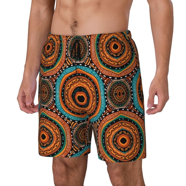 Fotbe African Tribal Style Traje de Baño para Hombre – Shorts de Natación de Secado Rápido con Forro y Bolsillos-X-Large