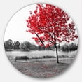 thumbnail image 1 of Designart « Arbre Rouge au-Dessus du Banc de Parc » Horloge Murale Moderne, 1 of 6