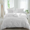 thumbnail image 2 of White Burlap Texture Duvet Cover Set, Farmhouse Vintage White Soft Duvet Cover Full Size Bedding Set 4 Pieces, 1 Quiltcover and 2 Pillowcases with Zipper, 1 Bed Sheet for All Seasons, 2 of 9