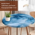thumbnail image 3 of Blue Marble Round Tablecloth 36-44 Inch Round Fitted Table Cloth with Elastic Edge, Ink Painting Art Luxury Modern Waterproof Table Cover Protector for Outdoor Picnic Party Dining, 3 of 6