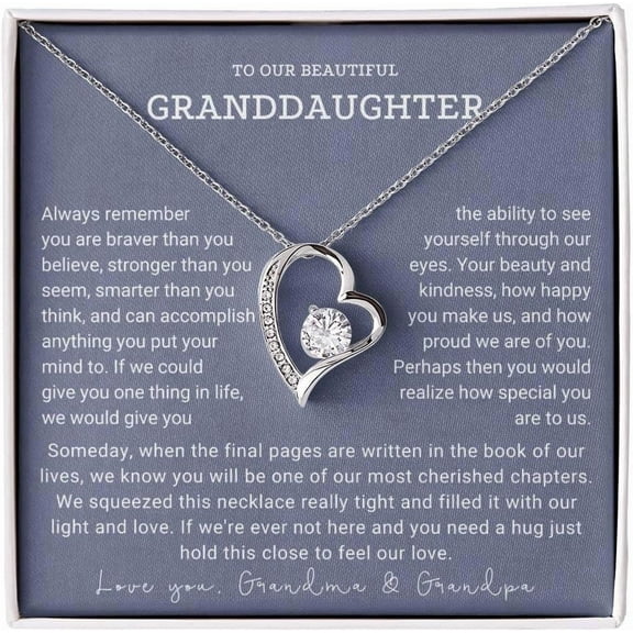 To Our Granddaughter Necklace, Granddaughter Necklace From Grandparents, Granddaughter Gifts From Grandma And Grandpa, Graduation Gift, Surprise Christmas, Happy Birthday Message Card #11