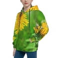 thumbnail image 2 of Kdxio Bees Pollinates A Yellow Dandelion Pattern Boys Athletic Unisex Boys Girls Hoodie with Pocket Sweatshirts-Small, 2 of 6