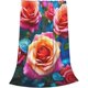 thumbnail image 2 of Manta de rosas, regalo para mujeres y niñas, regalo de Navidad, día de San Valentín, manta romántica con rosas rojas y flores, decoración temática para dormitorio, sala de estar, sofá, edredón de, 2 of 8
