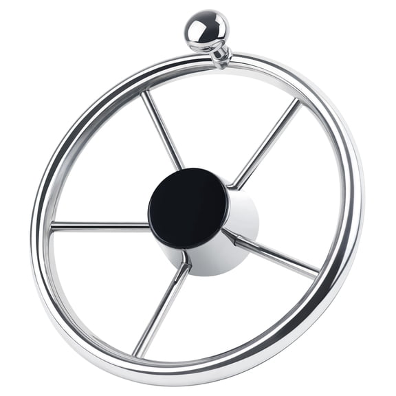 LOSCHEN 5 Spoke 11 Inch Boat Steering Wheel, Stainless Steel Marine Steering Wheel fit Standard 3/4 Taper Shaft, with Control Knob and Cap for Boats, Pontoon Boats, Yachts