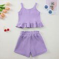 thumbnail image 7 of TOWED22 Toddler Baby Cute 2pcs Summer Outfits Sleeveless Tank Top Tee and Shorts Lovely Casual Sets Clothing(Purple,18-24 M), 7 of 7