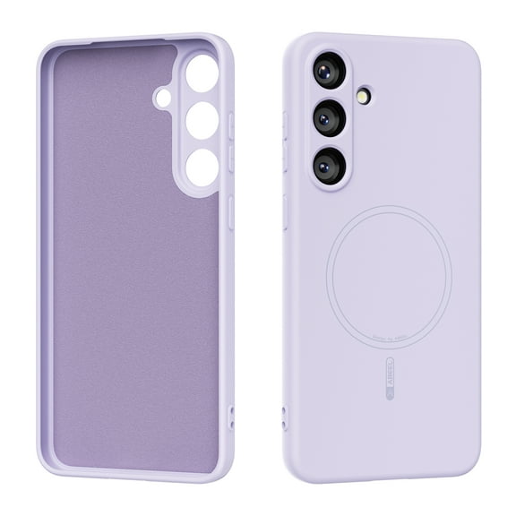 ELEHOLD Magnetic Liquid Silicone Case for Samsung Galaxy S25, Anti-Scratch Shockproof Soft Non-Slip Anti-Fingerprint Cover Wireless Charging Compatible,Purple
