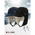 thumbnail image 2 of Gustave Men's Fleece Warm Winter Earflap Hats With Visor Windproof Trapper Hunting Hat, Russian Earflap Snow Ski Caps "Blue", 2 of 8
