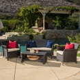 thumbnail image 2 of Christopher Knight Home Santa Lucia Outdoor 4-pc. Cushioned Wicker Chat Set by  Grey/Silver, 2 of 5
