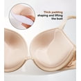 thumbnail image 3 of Exerin Women's Deep Plunge Low Cut Thick Padded Underwire Push Up Bra(34DD,Beige), 3 of 6