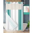 thumbnail image 2 of No Hook Shower Curtain with Snap in Liner, Colorful Stripes Teal Green Wood Texture White Hotel Shower Curtains for Bathroom, Washable Shower Curtain Liner Set with Mesh Top Window, 36"x72", 2 of 6