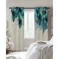 thumbnail image 3 of Teal Feather Blackout Curtains 45 Inches Long for Bedroom, Farmhouse Feather Art Teal Ombre Thermal Insulated Room Darkening Black Out Window Curtain Panels Grommet Drapes for Living Room, 3 of 8
