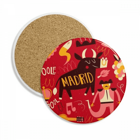 

Madrid Spanish Bullfight Music Fiesta Coaster Cup Mug Tabletop Protection Absorbent Stone