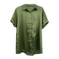thumbnail image 2 of Blusa de manga corta con cuello en V para mujer - Top informal holgado oversize en color liso - S-XXL, 2 of 6