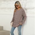 thumbnail image 3 of SWSMCLT Women's Soft Top Long Sleeve Sweater Warm Holiday Knit Winter Fall Fashion Tunic Top Spandex Crewneck Coffee XX-Large, 3 of 5