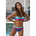 thumbnail image 1 of Women's Brown/Sky Blue/Blue/Rose Gradient Color Block Push Up Bikini Swimwear, 1 of 9