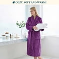 thumbnail image 5 of PAVILIA Plush Fleece Robe for Women, Soft Cozy Long Bathrobe with Satin Waffle Trim, Warm Lightweight Spa Robe, Housecoat with Pockets & Tie Belt, Purple, L/XL, 5 of 10