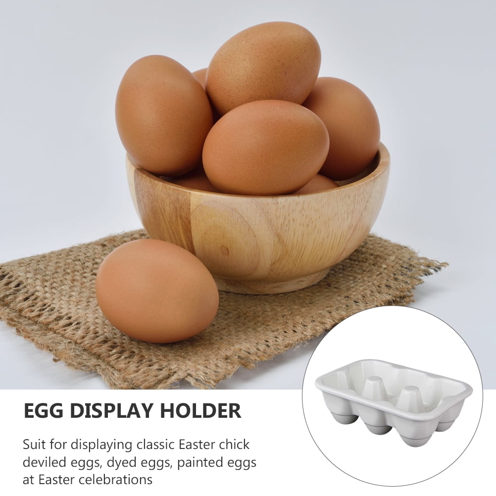 PBPBOX Ceramic Egg Holder for Refrigerator Storage, Slim and Compact, White