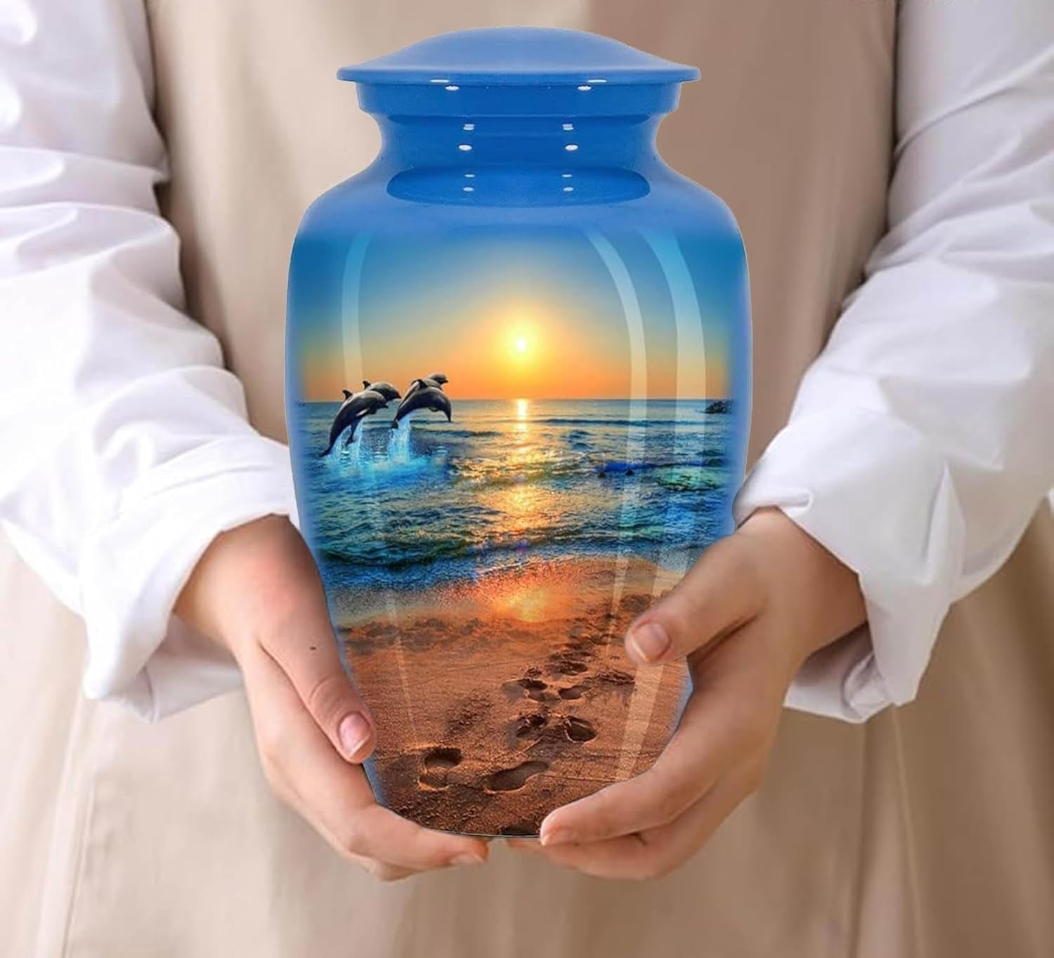 Dolphin Cremation Urn for Human Ashes Adult for Funeral, Burial & Home - Urns for Ashes Adult Memorials Urn Crafts - Large Urns & Cremation Urns for Divine Dolphins Size 10x6.5 in