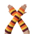 thumbnail image 1 of Guantes sin dedos para mujer INSPIRE CHIC, calentadores de brazo de punto, hasta el codo, color marrón, naranja y amarillo, 1 of 5