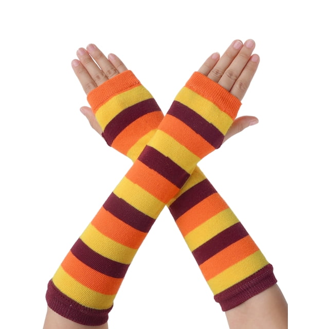Guantes sin dedos para mujer INSPIRE CHIC, calentadores de brazo de punto, hasta el codo, color marrón, naranja y amarillo