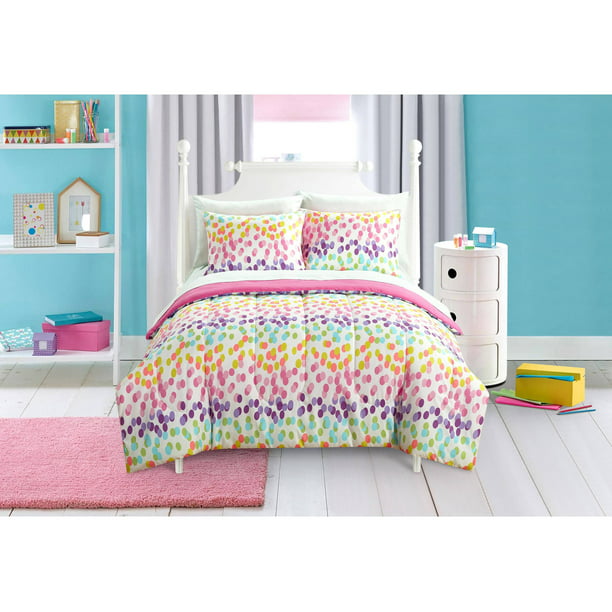 Mainstays Kids Spotty Rainbow Bed In A, Rainbow Duvet Cover Twin Bed Size Chart