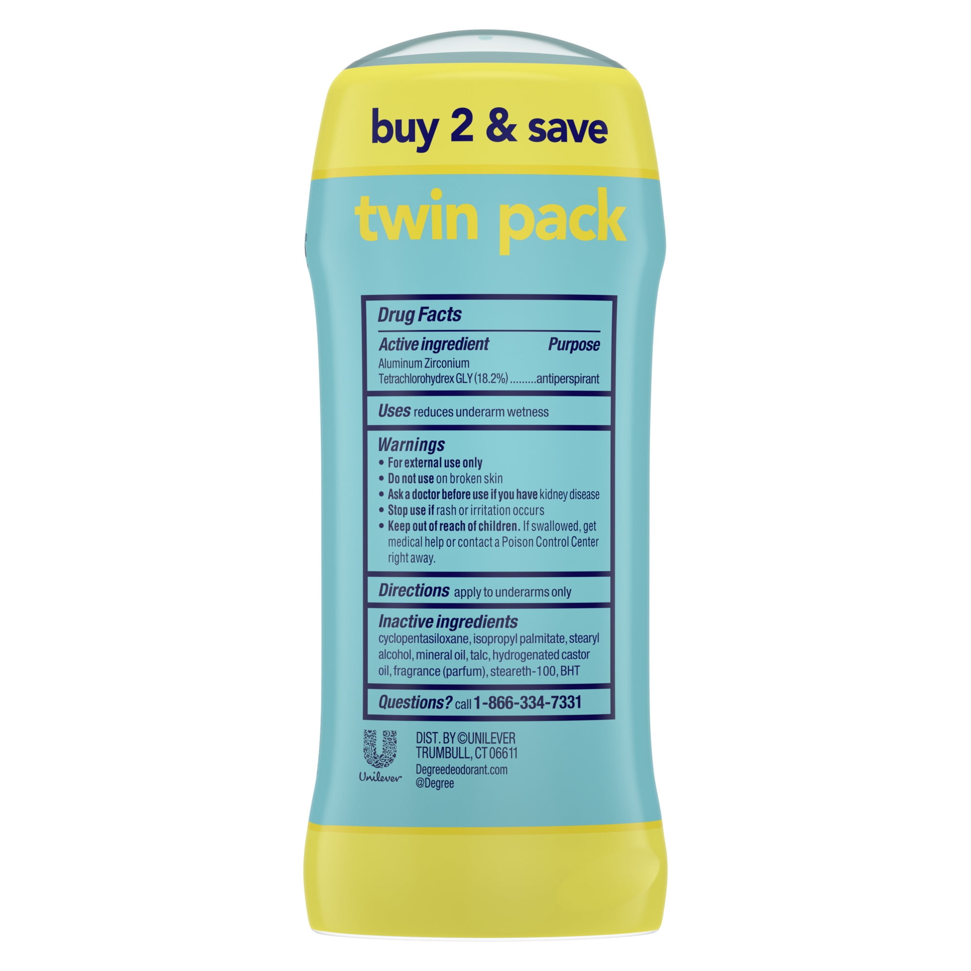 Degree Long Lasting Antiperspirant Deodorant Stick Twin Pack, Fresh, 2.6 oz