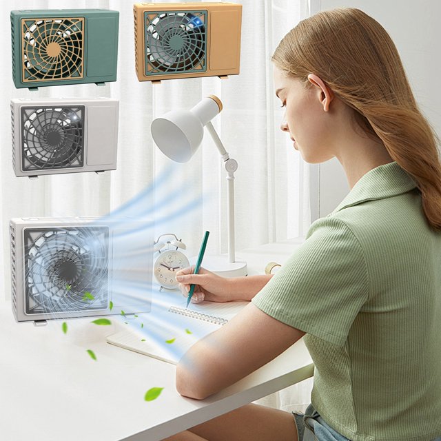 Ventilador de escritorio USB Ventilador de escritorio portátil Acondicionador de aire Factor de forma Pequeño Ventilador de escritorio pequeño y silencioso para oficina en casa al aire libre 3