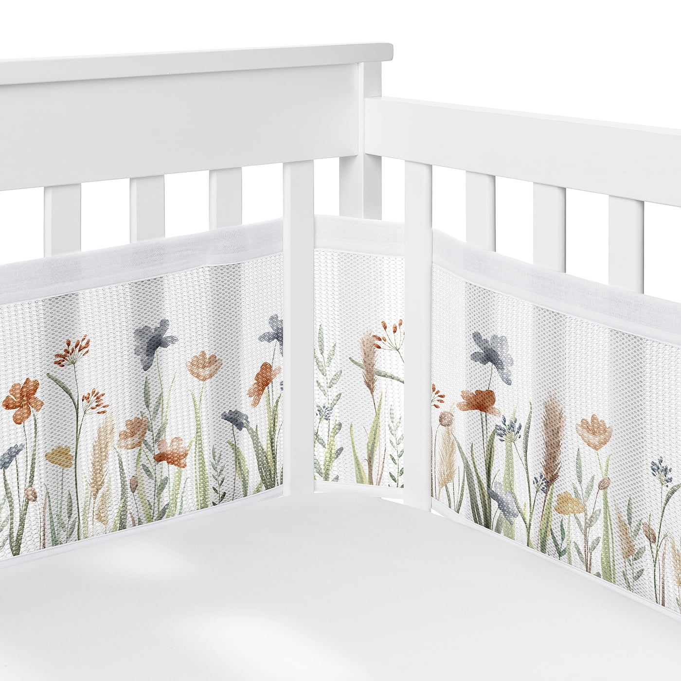 Sweet Jojo Designs Watercolor Floral Garden Sage Green Girl Crib Bedding + BreathableBaby Breathable Mesh Liner