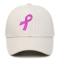 thumbnail image 4 of Unisex Breast Cancer Awareness Hope Letter Embroidery Duck Tongue Cap Casual Curved Brim Hat Beige, 4 of 4