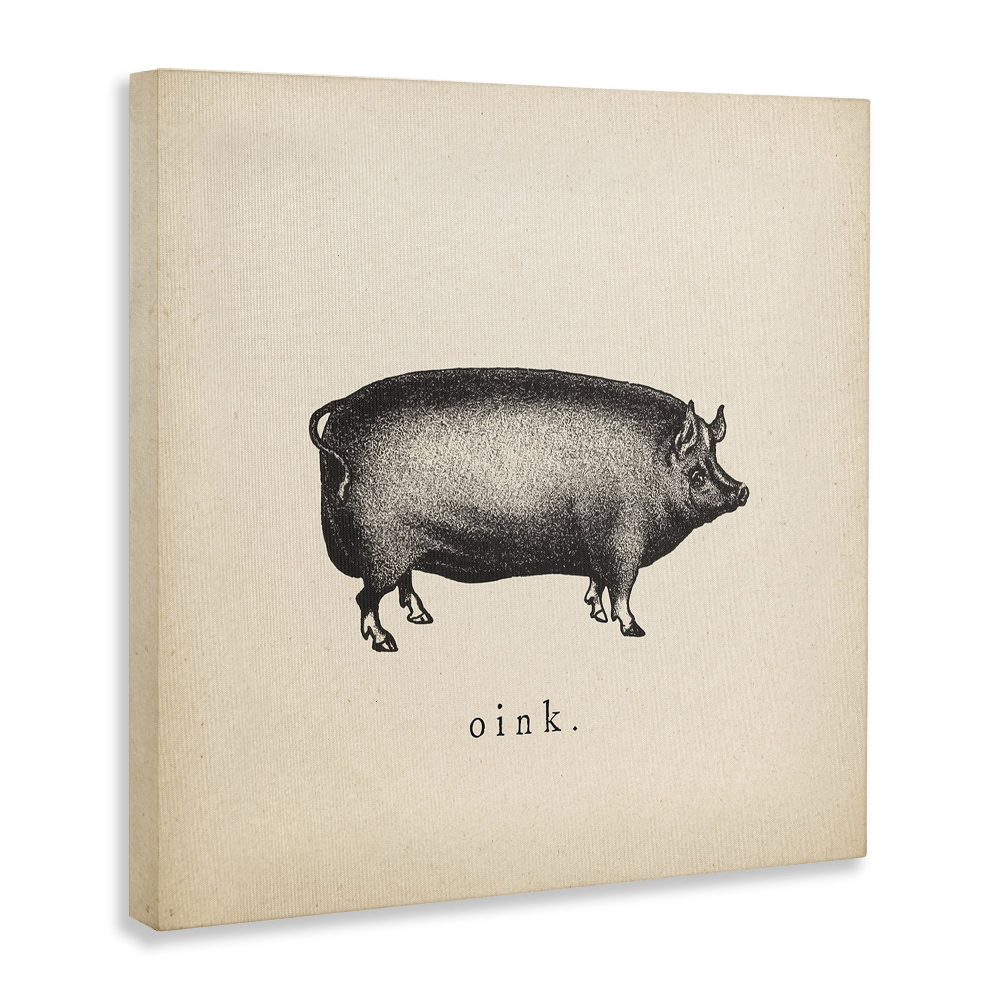 Stupell Industries Oink Farm Pig Sounds Animals Painting Wrapped Canvas Art Print Wall Art, 36 x 36