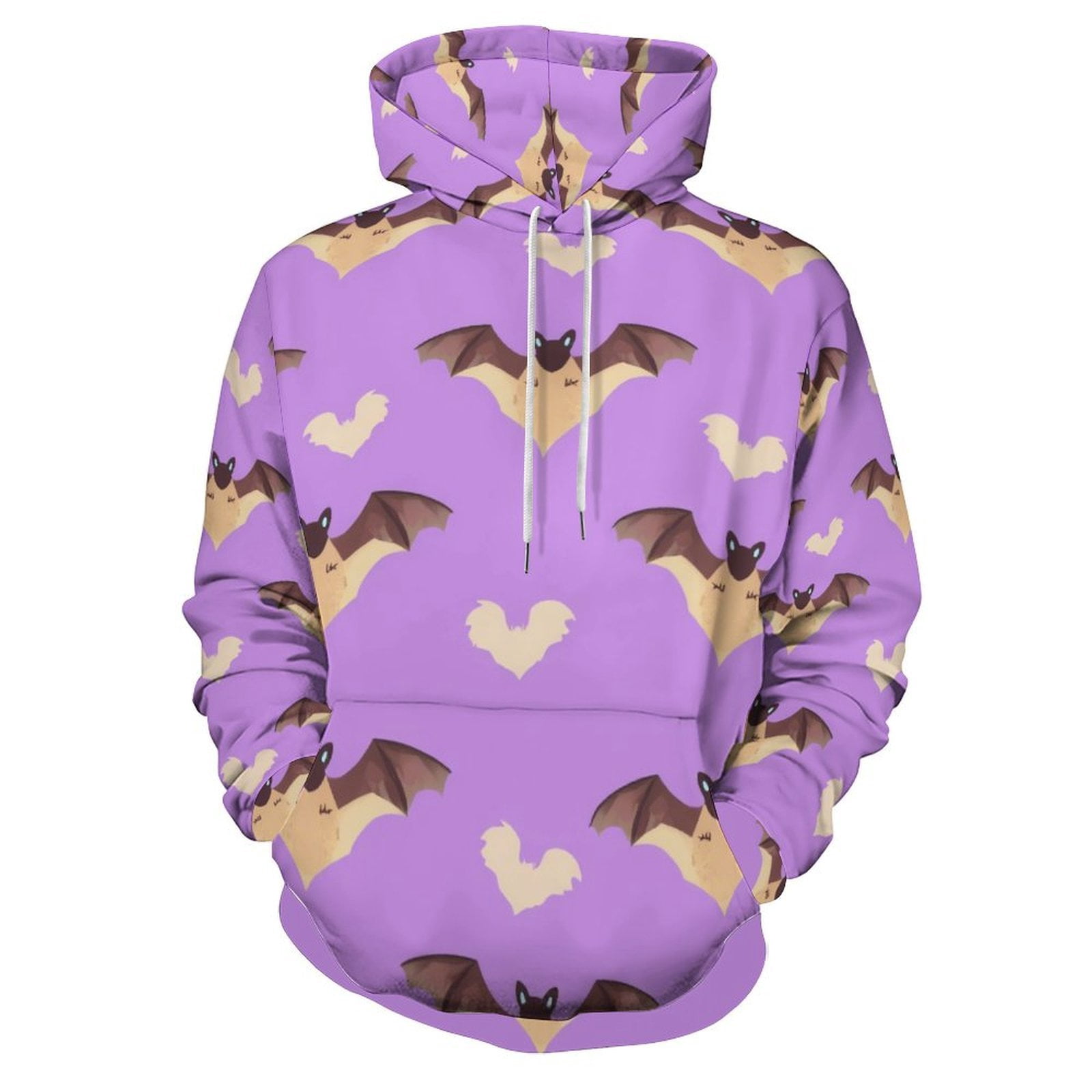 Purple Bat Hoodies Long Sleeve Casual Hoodie Winter Oversize Loose Hooded Sweatshirts